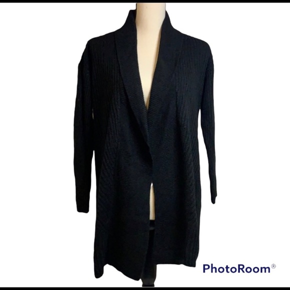 Style & Co Deep Black Open Front Thick Cardigan - Picture 1 of 3